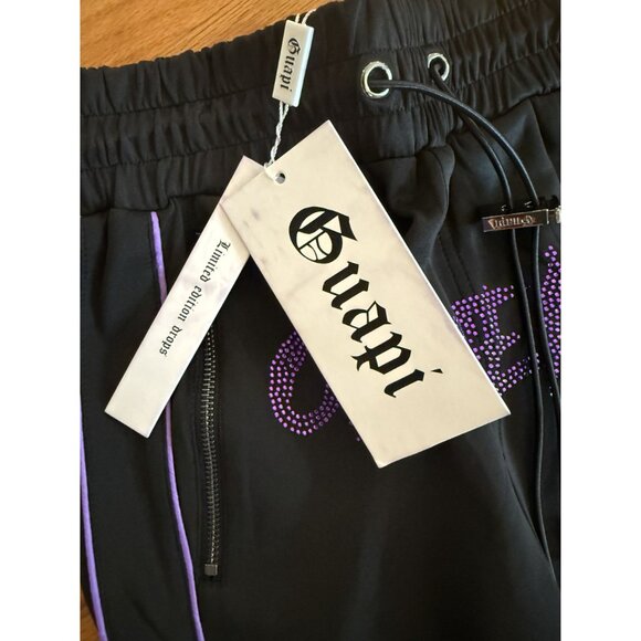 NWT Guapi Men's Overseaz Black Track Pants Purple Rhinestone Size 28 [jb] - Picture 5 of 6